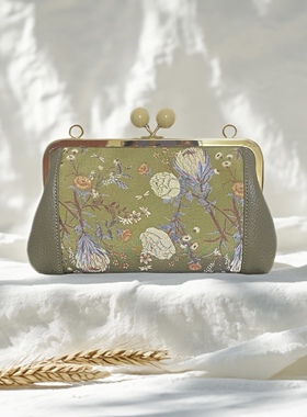 毛明山宋锦帝王花真丝牛皮女包，名家气质女包