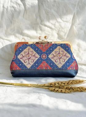 张和才蟠龙蟠凤古蜀锦牛皮包包，名家古典气质结合个性时尚手提包