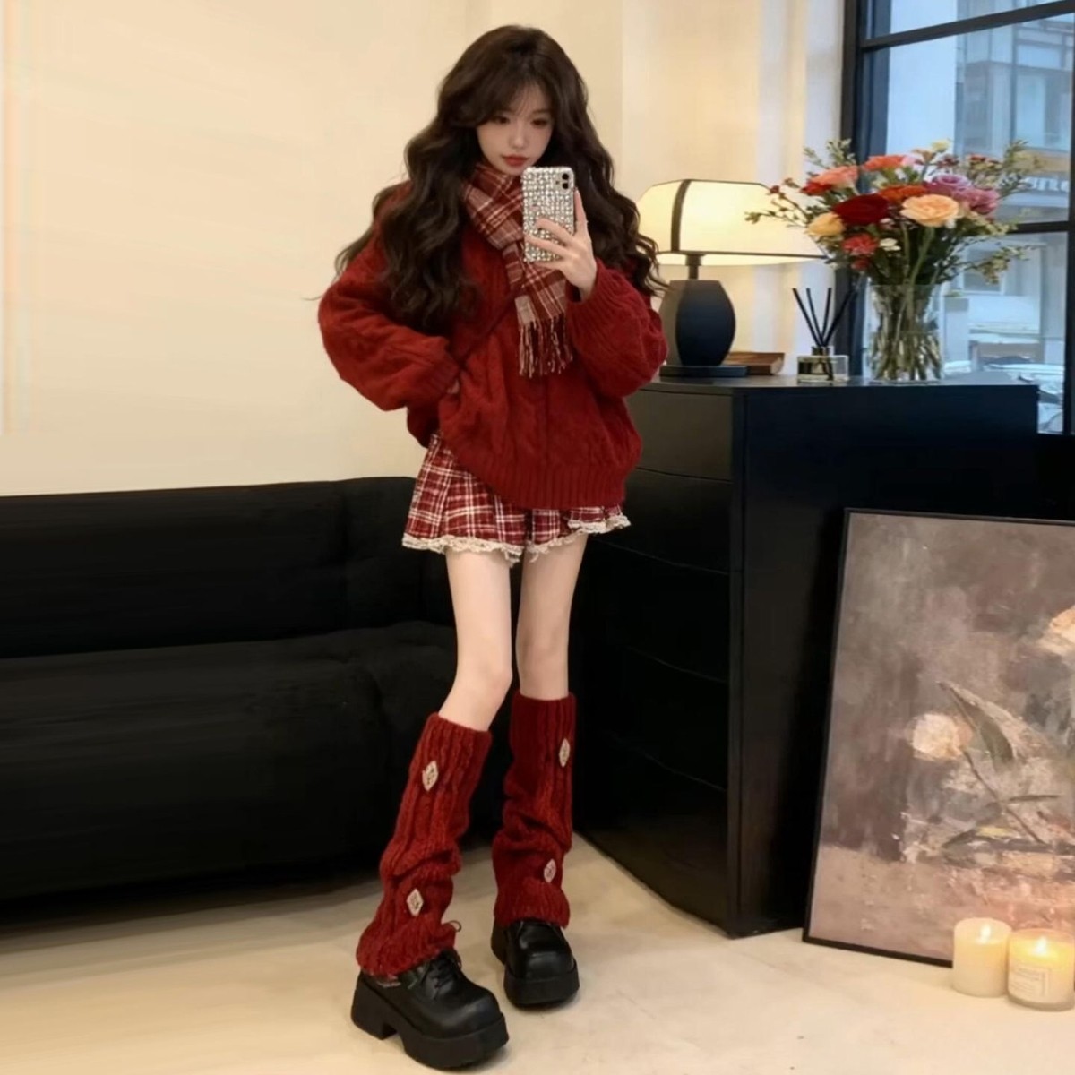 圣诞穿搭韩系格纹红色连衣裙子女秋冬季2025新款超好看一整套冬装,女装/女士精品,连衣裙,淘宝优惠券,粉丝福利购,淘宝优惠卷