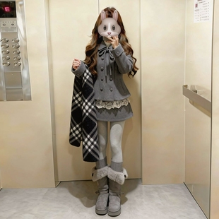 小香风灰色西装连衣裙子女秋冬季2025新款小个子千金穿搭套装短裙