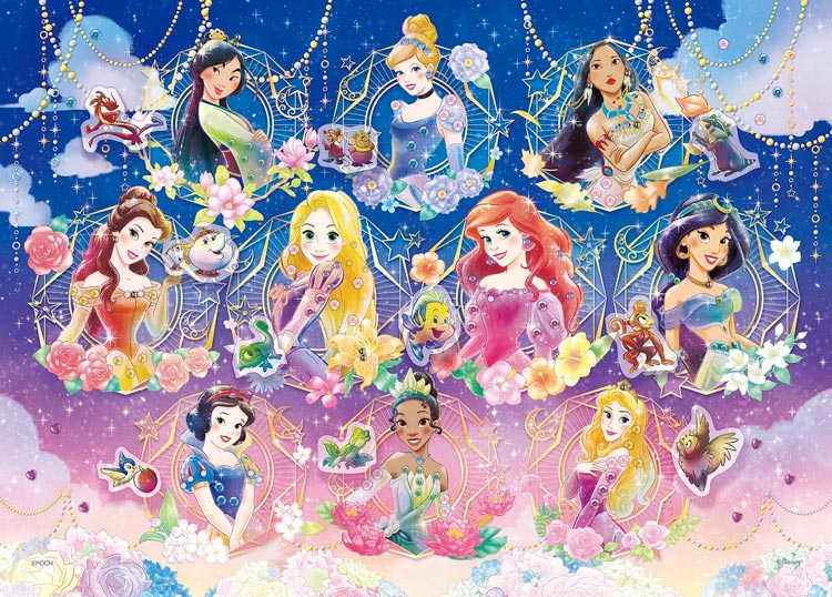 【DISNEY日本代购】长发美人鱼花木兰公主布面装饰拼图500片