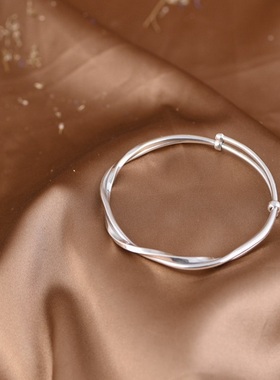 简约女足银百搭手镯生日礼物