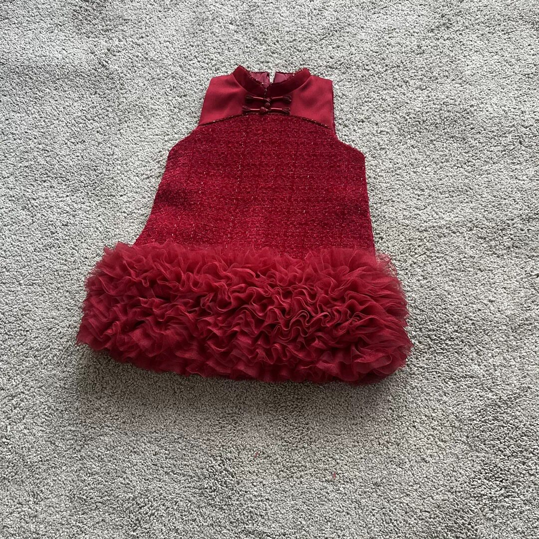 儿童旗袍女童背心裙年服蛋糕裙