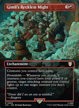 万智牌 gimli's reckless might 扩画 英文 魔戒节假日版 红色 金