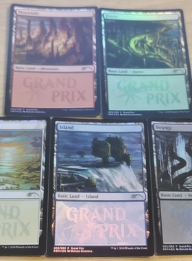 万智牌 Grand Prix Promos 闪 平原 海岛 沼泽 山脉 树林 5张1套