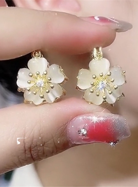 银耳环9999纯银甜美个性复古锆石