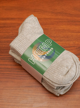 国华YX051 汉麻棉（5双/组）雨露色休闲家居吸汗透气中筒袜