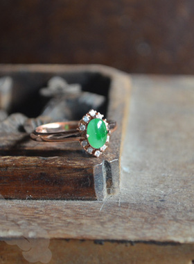 翡翠开口纯银爱意脱俗风戒指