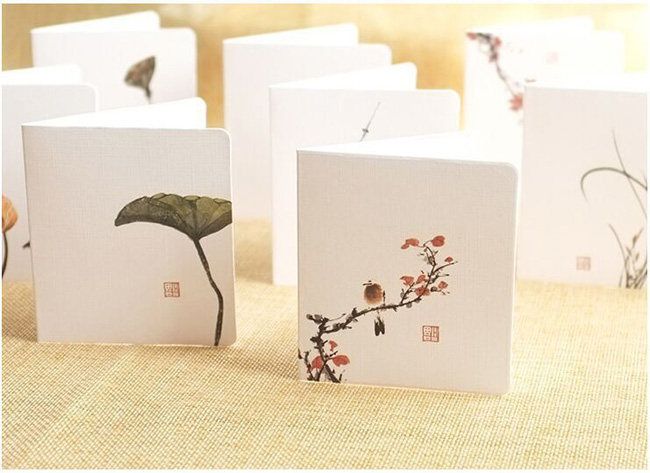 中式古画万用小贺卡 小清新国画  仿古复古古典 一套8张中国风
