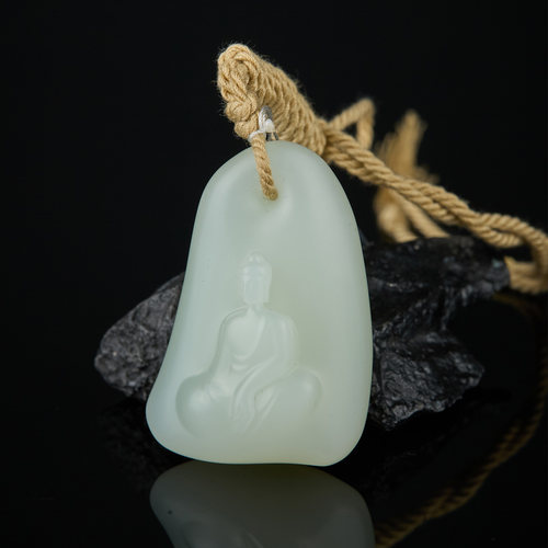 孤品苏作玉雕大师和田白玉吊坠
