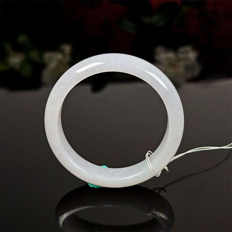 【孤品】七彩云南天然缅甸翡翠手镯A货糯冰玉镯子正圈女款手镯55