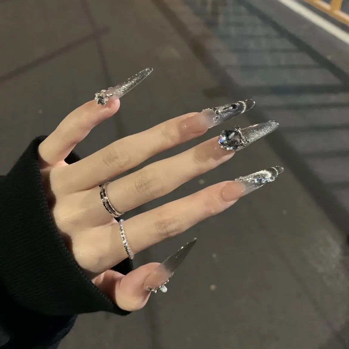 手工穿戴甲气质猫眼法式ins美甲