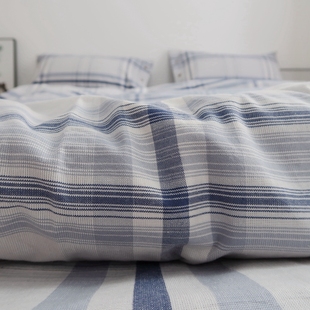 加密素色格子床单被单被罩全棉双人保暖 100纯棉加厚 优质粗布