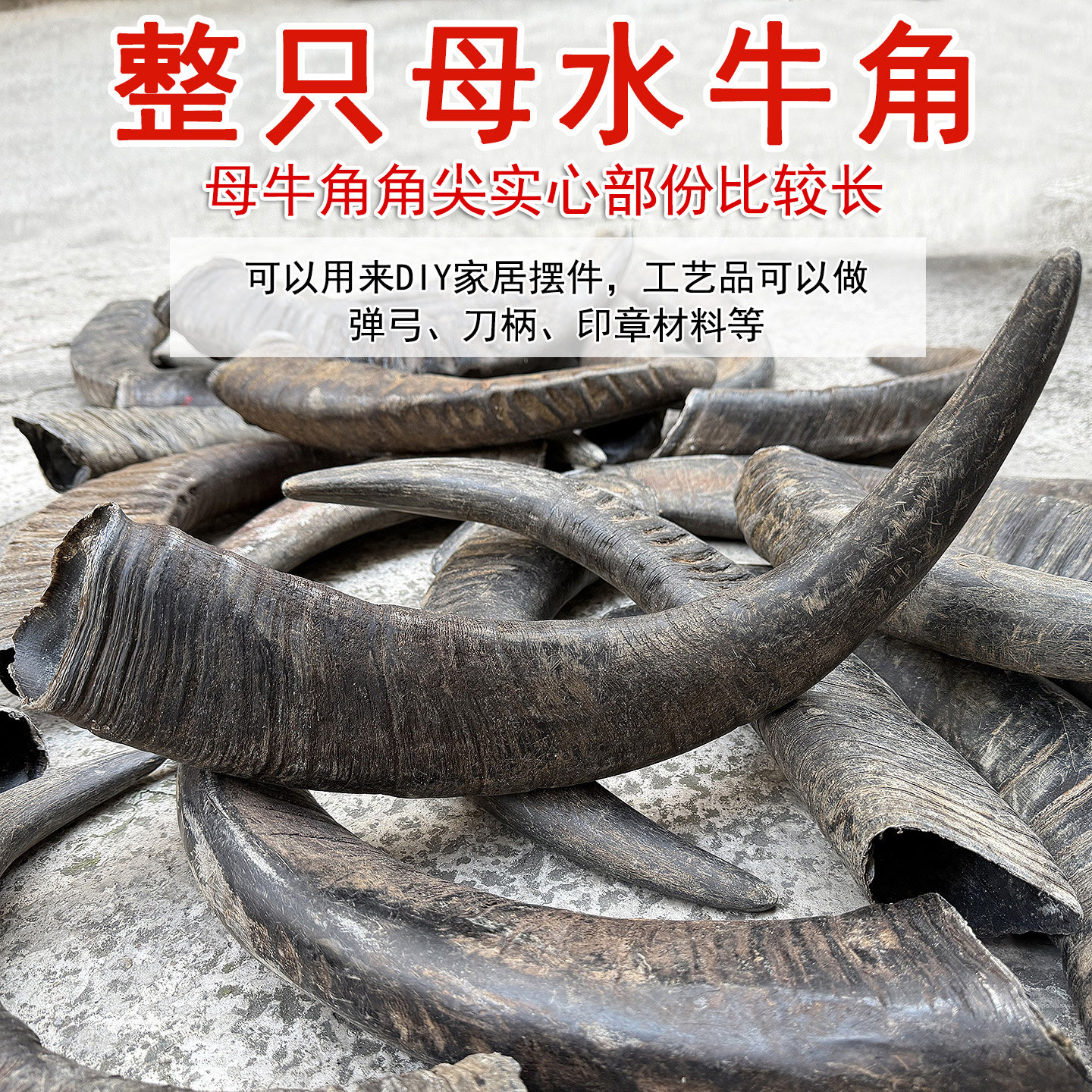 水牛角整个中药材母牛角原料天然摆件长实心老牛角尖号角弹弓材料