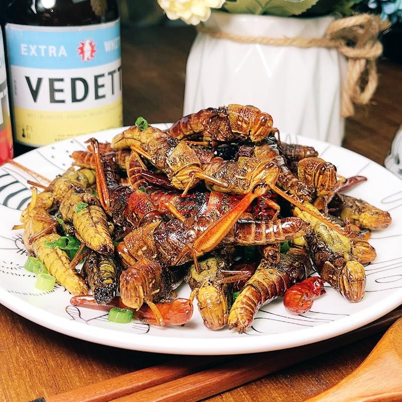 即食大蚂蚱油炸棉蝗大青蚂蚱大蝗虫蹬倒山熟食昆虫美食大虫子零食