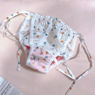 生理裤 沿色H043小清新织日系系带内衬胶皮三角裤 卫生带经期内裤