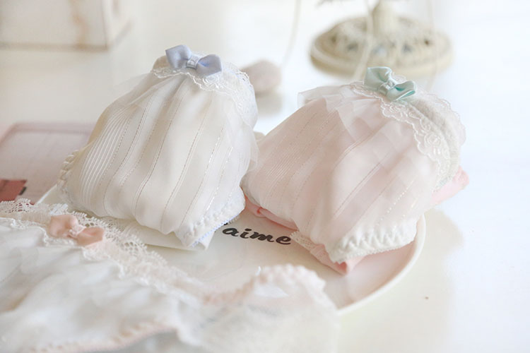 满３条包邮  亮丝蕾丝小蝴蝶结低腰棉质女内裤 女士三角裤