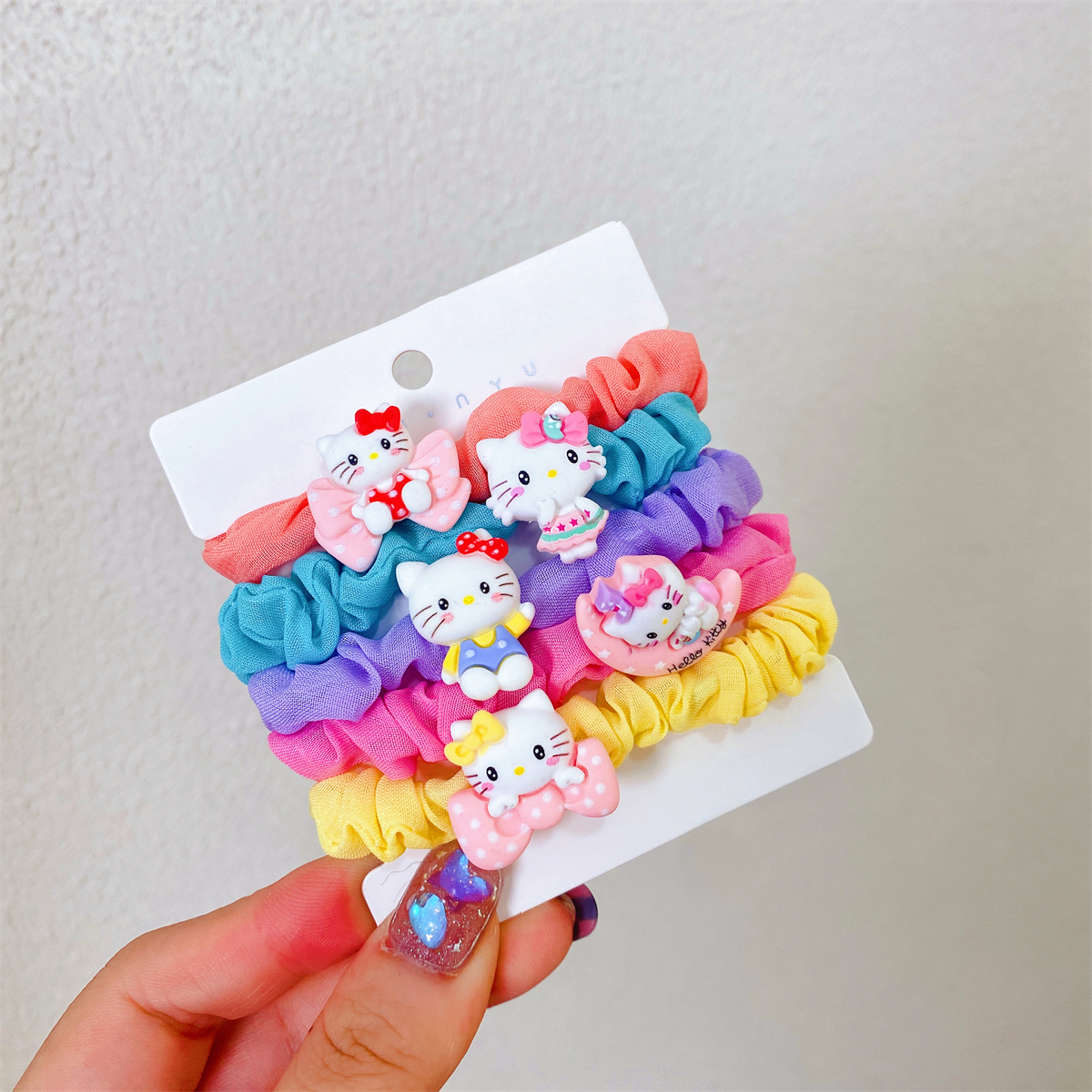 可爱彩虹色卡通儿童发绳马尾皮筋