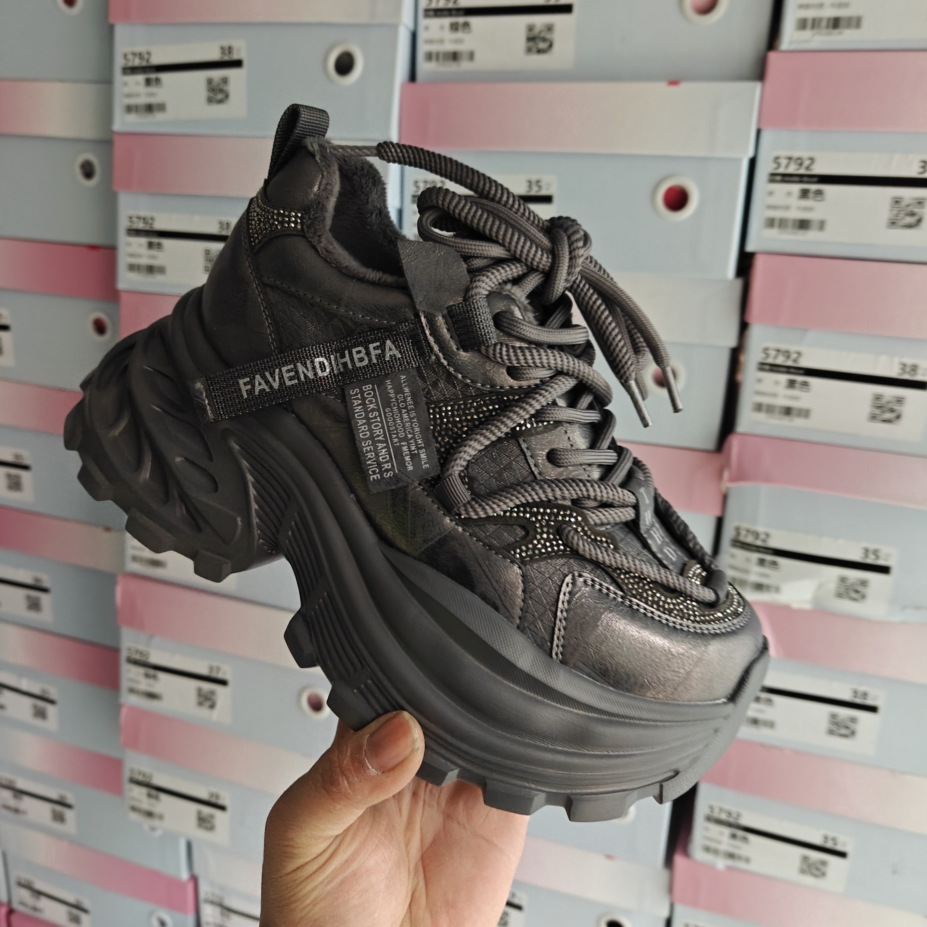 媚丽凤舞女鞋2025冬季新款厚底加绒老爹鞋女休闲运动鞋9879-19,女鞋,时尚休闲鞋,淘宝优惠券,粉丝福利购,淘宝优惠卷