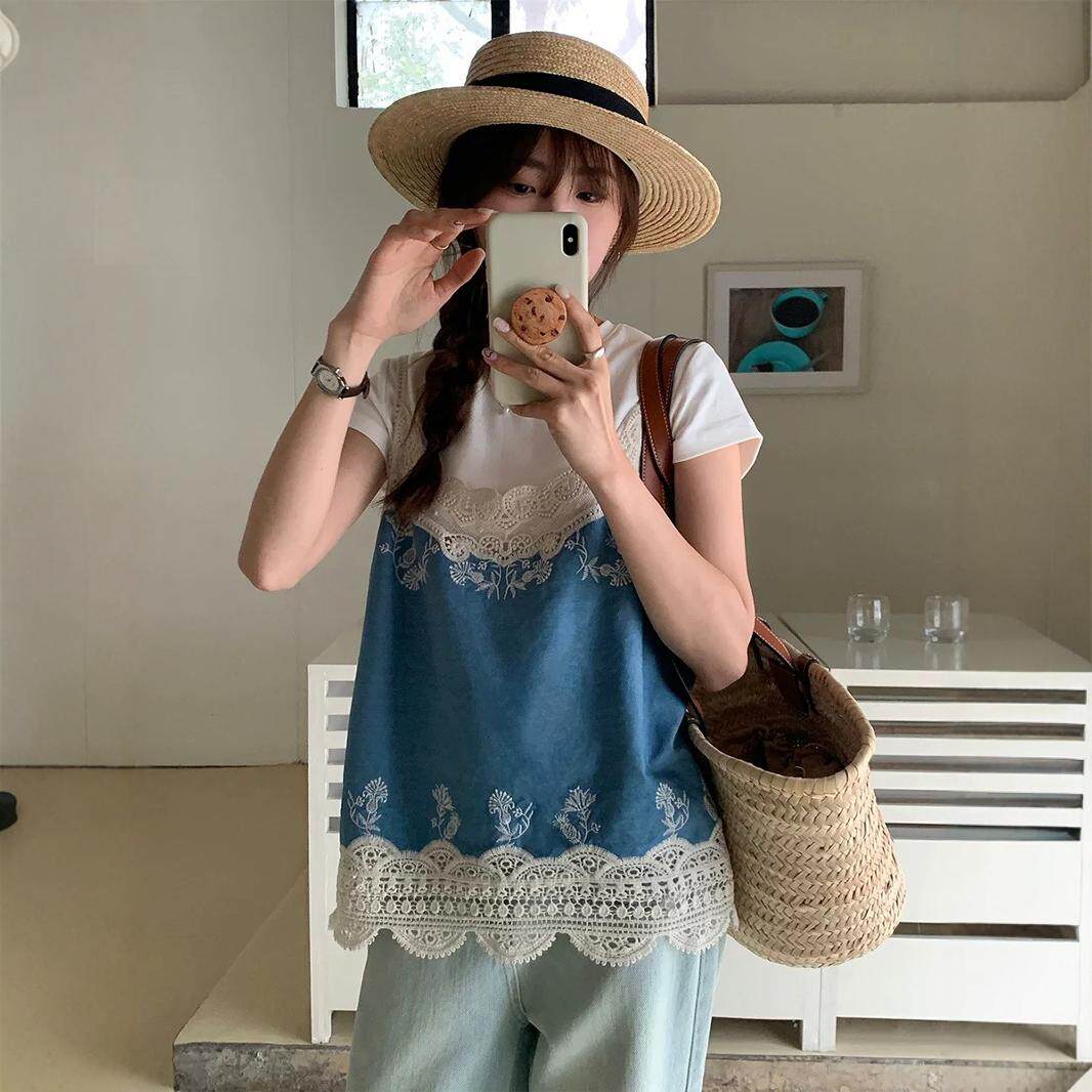 法式小吊带女夏季外穿绣花马甲无袖上衣内搭蕾镂空钩花背心设计感