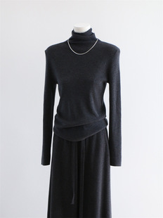 羊毛混纺针织衫女士秋冬高领套头毛衣修身显瘦打底衫气质百搭上衣