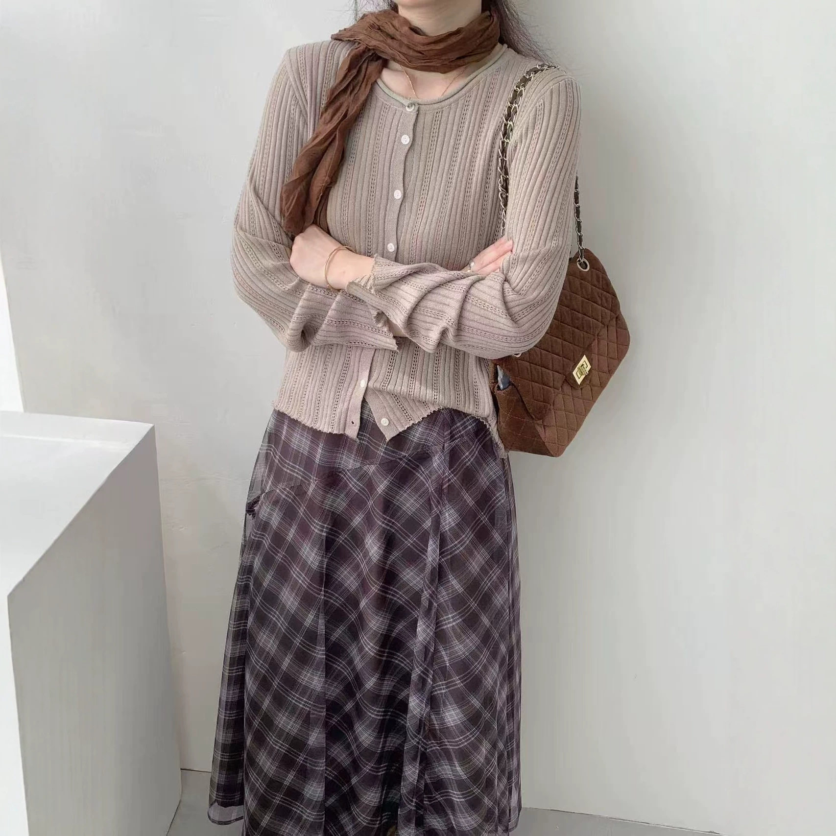 麻花镂空针织衫百搭开衫女秋季洋气上衣长袖修身显瘦毛衣薄外套