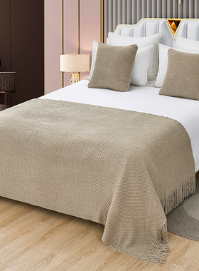 酒店民宿ins风现代纯色床旗床尾巾沙发搭巾宾馆抱枕针织床尾垫