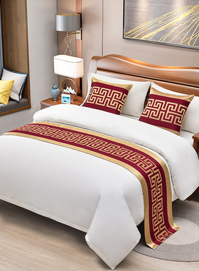 宾馆酒店民宿公寓轻奢ins风高档端床盖尾垫床搭床围巾床旗床尾巾