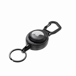 适用苹果追踪器Airtag保护套钥匙扣易拉扣钢丝绳伸缩路亚钥匙扣壳