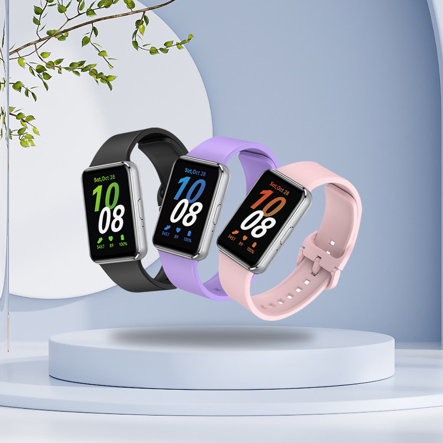 适用于三星Galaxy Fit3智能硅胶时尚简约钢扣手表带多巴胺小红书