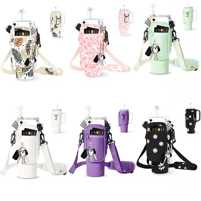 保温30 40oz冰霸杯套潜水料水杯斜跨适用史丹利保温套手柄多巴胺