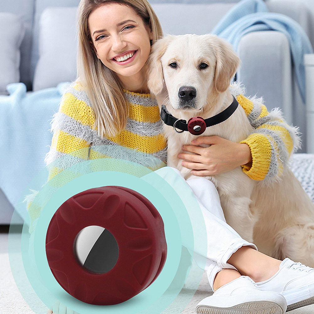 适用于Airtag定位宠物狗尼龙项圈硅胶保护套airtag宠物狗