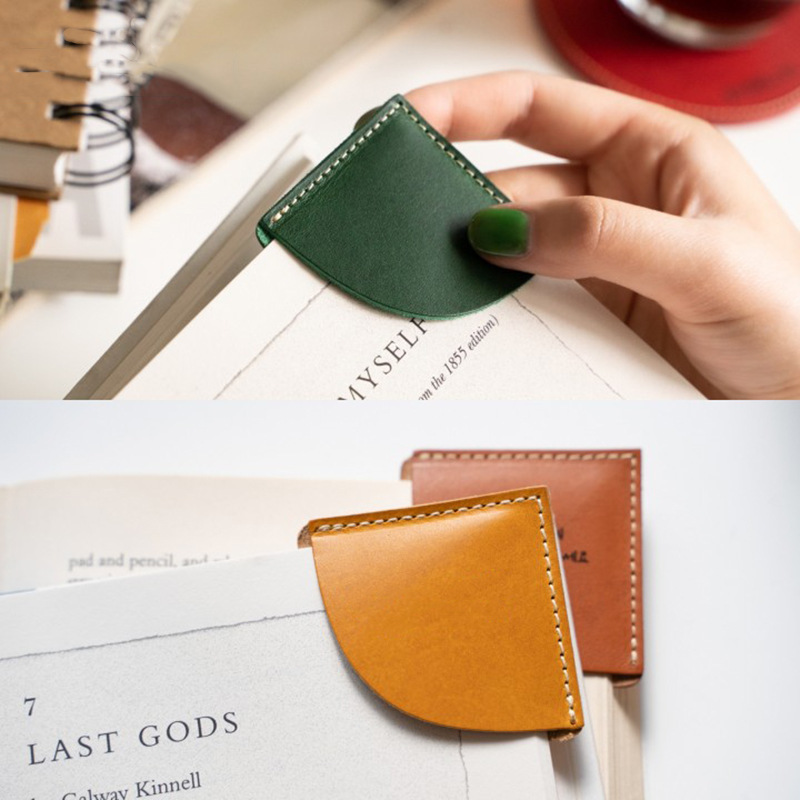 皮革扇形书签学生书页标记分页夹阅读爱好者标签书本护角网红书签