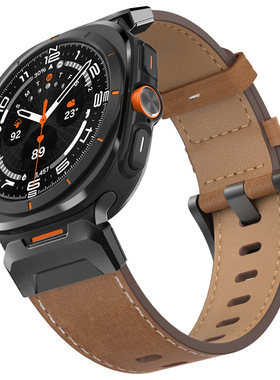 适用Galaxy watch ultra 47mm真皮表带三星手表带精致真皮表带