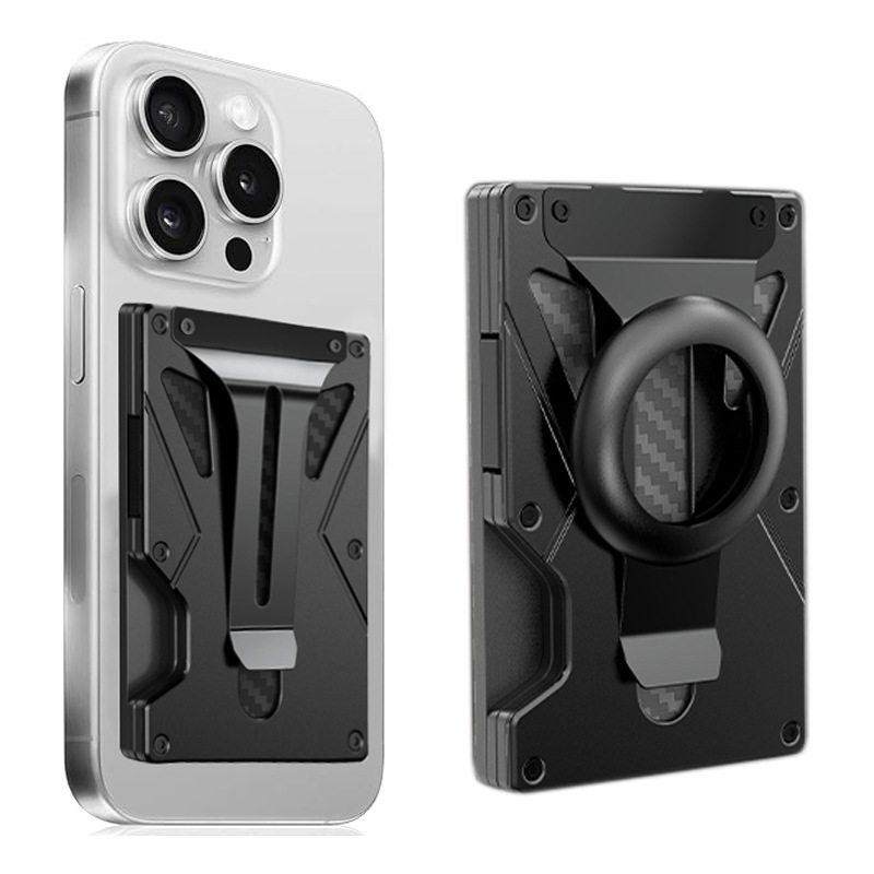 适用于苹果手机MagSafe磁吸卡包AirTag追踪器RFID防盗刷金属钱夹