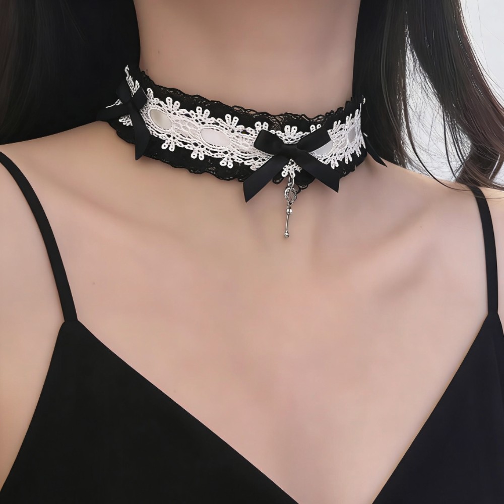 洛丽塔女仆风puppy蝴蝶结爱心choker少女jk绑带约会蕾丝脖带