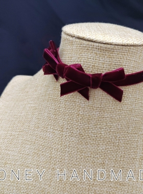 圣诞节萝莉红丝绒蝴蝶结复古choker可爱气质女短款项圈约会锁骨链