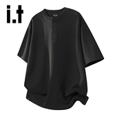 纯色百搭潮牌薄款 上衣X 休闲亨利领短袖 T恤男款 5cm FIVECM美式