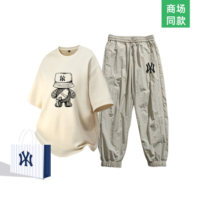 短袖裤子套装麂皮绒T恤宽松运动