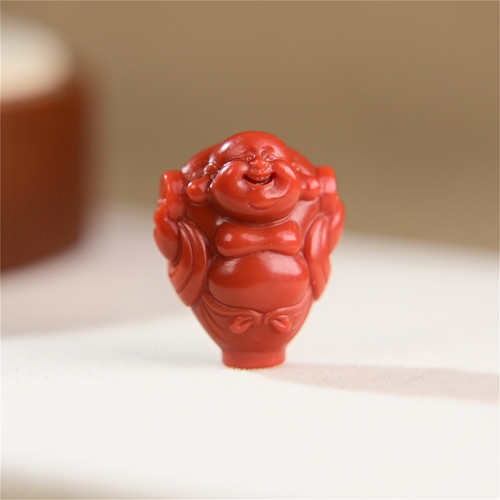南红弥勒佛三通手串配件