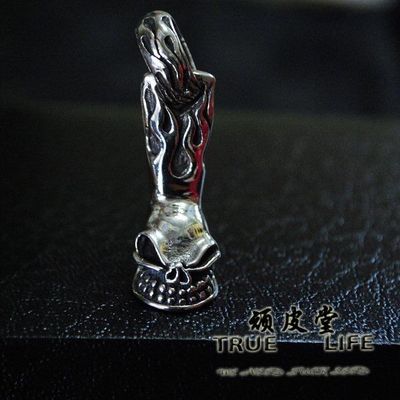 925纯银火焰骷髅男士摇滚风吊坠