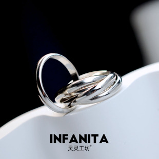 原创小众设计五环闭口素圈ins潮流R51 S925纯银戒指女个性 夏季 新款