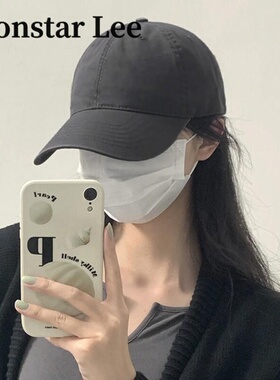 Monstar Lee鸭舌帽女春秋大头围软顶帽子显脸小灰色棒球帽宽帽檐