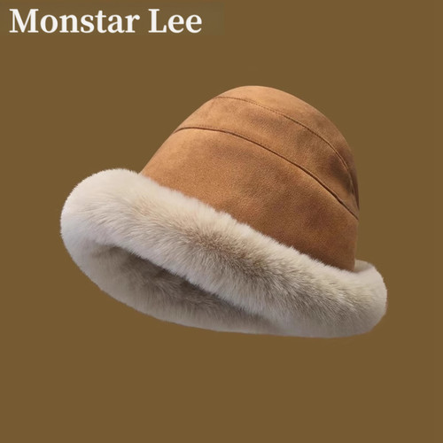Monstar Lee帽子女加绒渔夫帽保暖棉帽防风护耳雷锋帽女秋冬毛绒