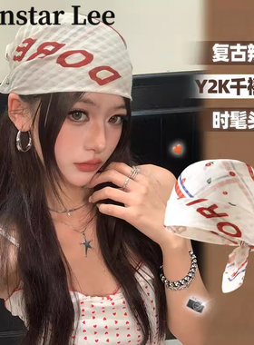 Monstar Lee方巾女Y2K包头巾多功能丝巾街舞男时尚美式覆古绑发带