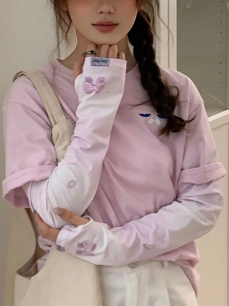 HIGH-VALUE ANIME BOW ANTI-ULTRAVIOLET ICE SLEEVE GIRL ICE SILK LOOSE SUMMER CYCLING SUNSHADE SUNSCREEN SLEEVE COVER