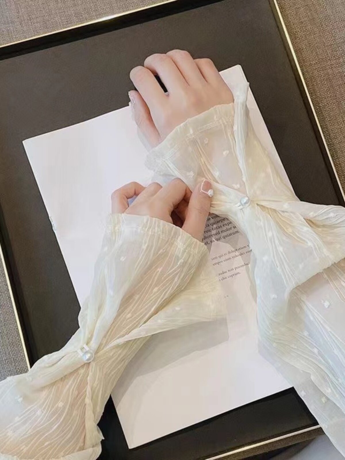 FASHIONABLE LOOSE WHITE CHIFFON SUNSCREEN SLEEVE SLEEVE WOMENS HIGH-END SOLID COLOR ICE SLEEVE UV PROTECTION SUMMER DRIVING AND CYCLING