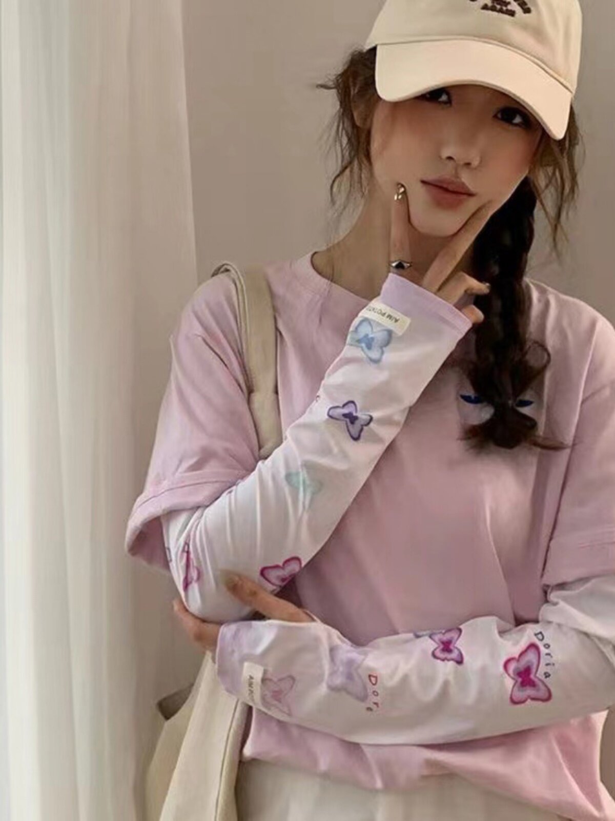 2024 NEW ICE SLEEVE SUMMER GIRL LOOSE ADJUSTABLE BUTTERFLY CUTE GRADIENT SUNSCREEN SLEEVE SLEEVE FOR STUDENTS SIMPLE AND VERSATILE