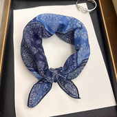 饰领巾 印花棉麻围巾装 2023腰果小方巾丝巾女春秋夏季 头巾发带韩版