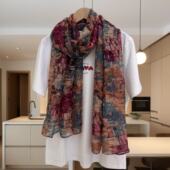 丝巾女春款 围脖 棉麻围巾披肩两用女文艺田园民族风丝巾春秋冬季